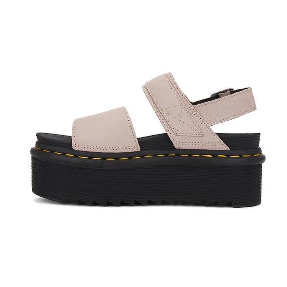 Dr. Martens VOSS QUAD Platform Leather Sandals | Womens 9 (41 EU), Vintage Taupe - Picture 4 of 8